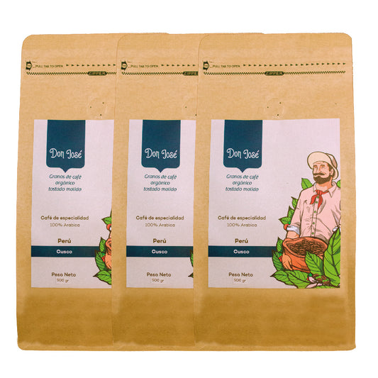 Pack Sabor cafetero de las montañas (3 Cafés Tostado Molido 500gr)